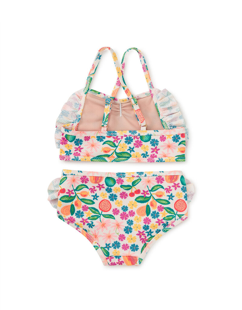 Tea Collection Ruffle Two-Piece Swim Set Tropical Fruit Floral