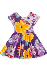 Tea Collection Button Back Skirted Dress Large Tropical Floral