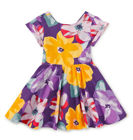 Tea Collection Button Back Skirted Dress Large Tropical Floral