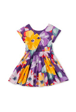 Tea Collection Button Back Skirted Dress Large Tropical Floral