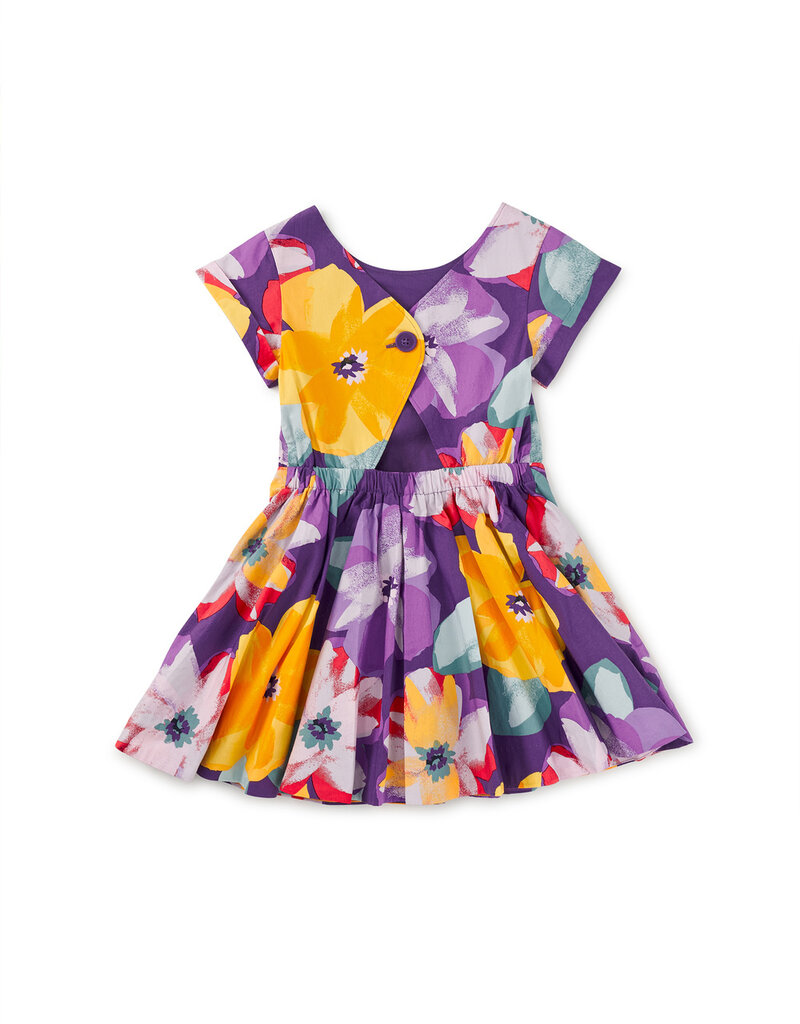 Tea Collection Button Back Skirted Dress Large Tropical Floral