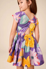 Tea Collection Button Back Skirted Dress Large Tropical Floral