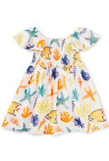 Tea Collection Flutter Sleeve Smocked Dress Watercolor Sea Life