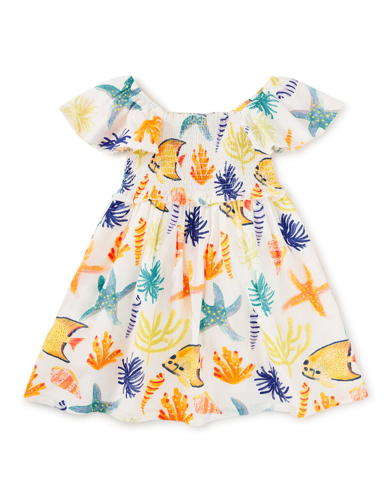 Tea Collection Flutter Sleeve Smocked Dress Watercolor Sea Life