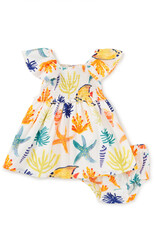 Tea Collection Flutter Sleeve Smocked Dress Watercolor Sea Life