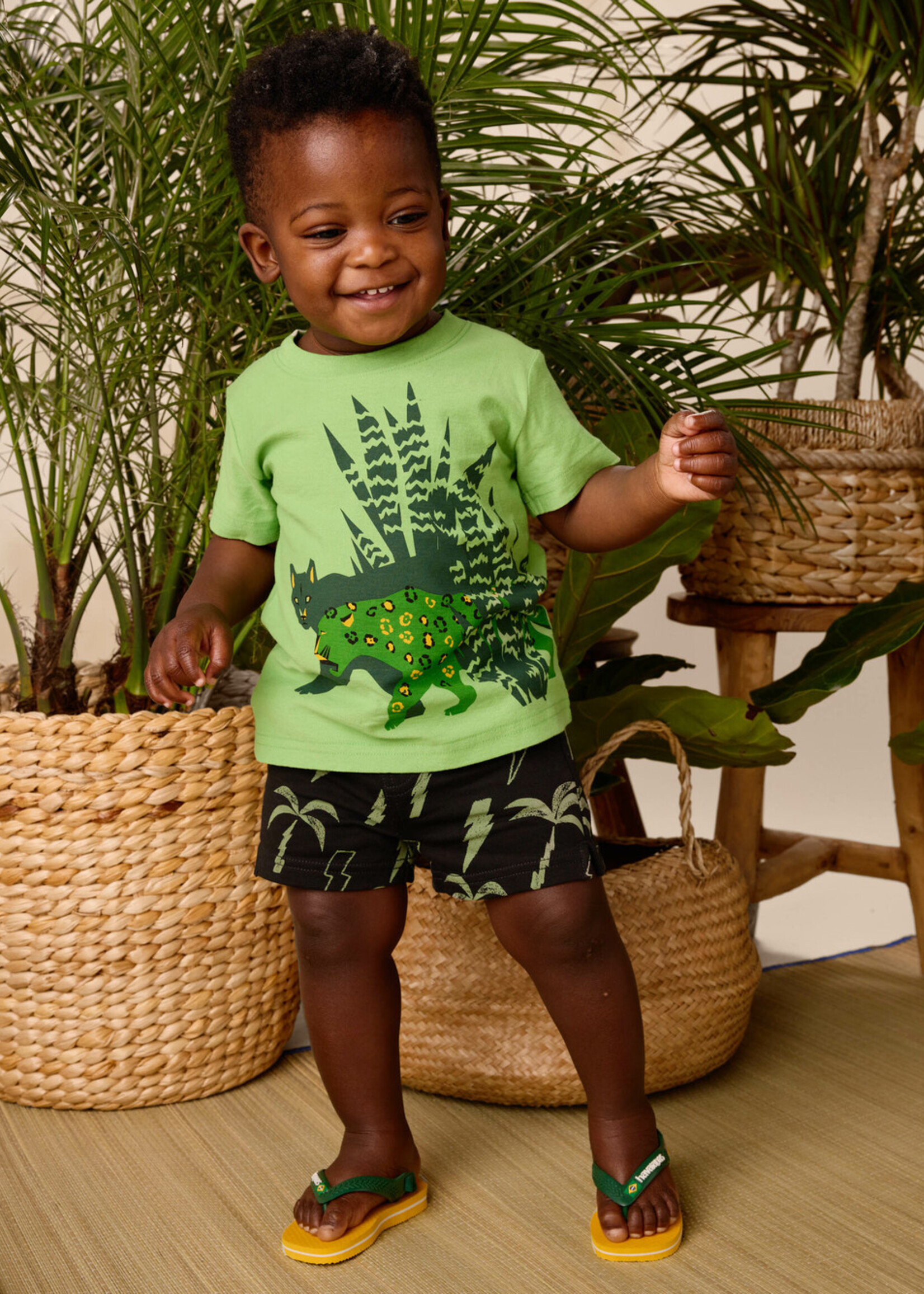 Tea Collection Printed Knit Shortie Lightning Palms