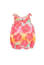 Tea Collection Tie Shoulder Baby Romper Rainbow Hibiscus
