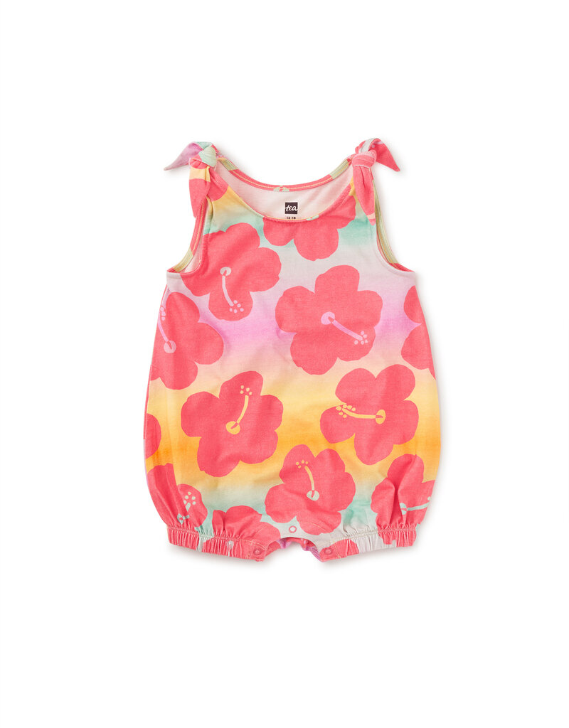 Tea Collection Tie Shoulder Baby Romper Rainbow Hibiscus