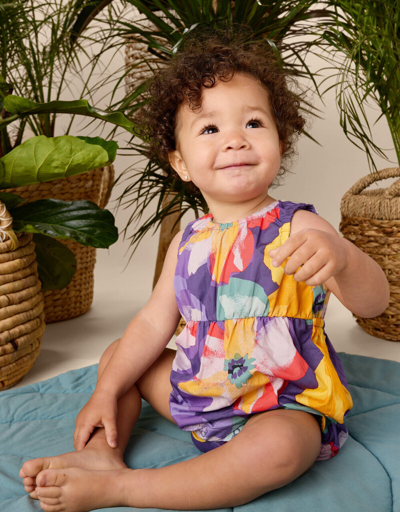 Tea Collection Peek-a-Boo Back Baby Romper Large Tropical Floral