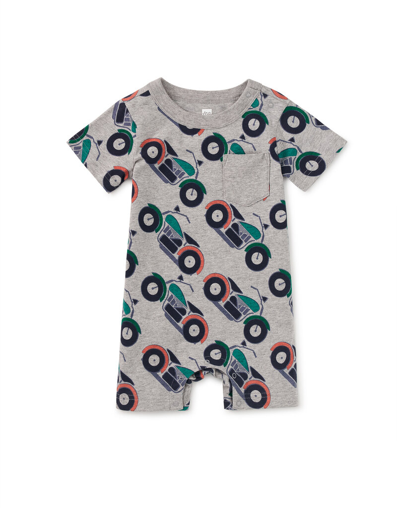 Tea Collection Pocket Shortie Baby Romper Motocicleta