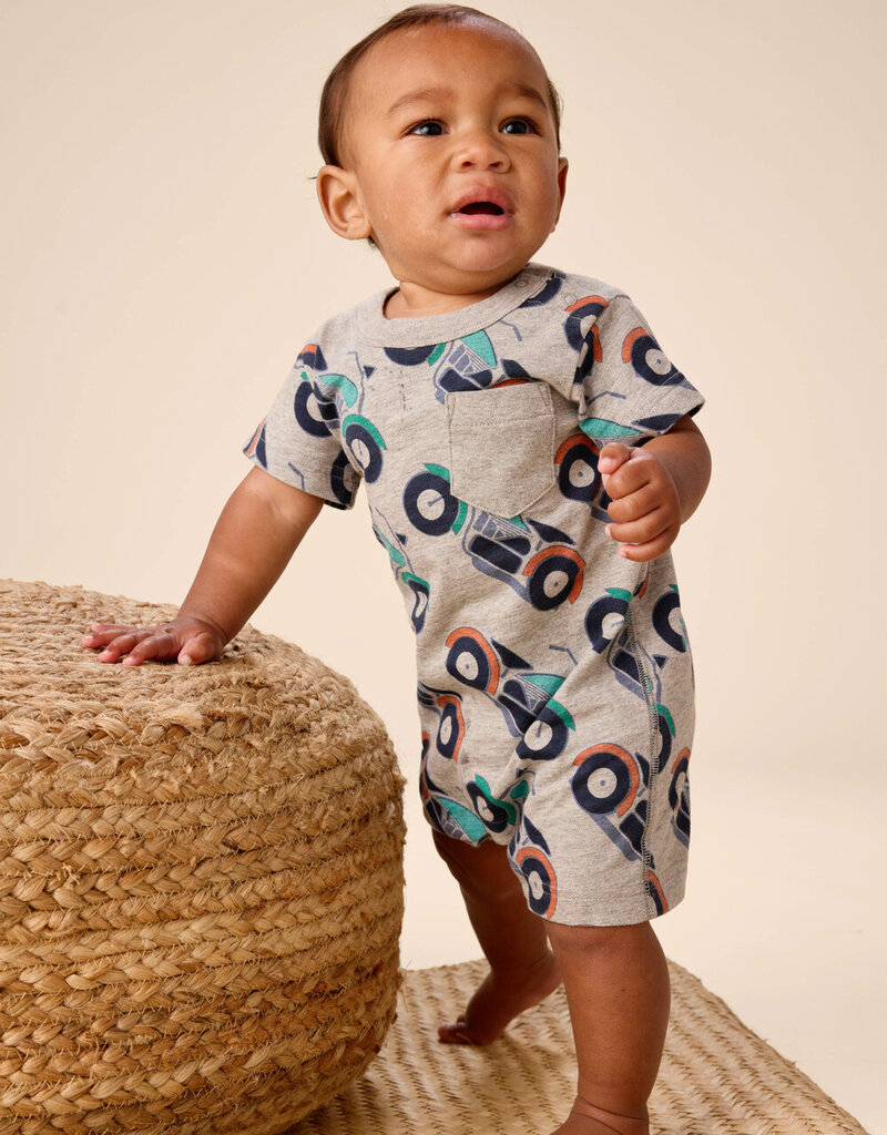 Tea Collection Pocket Shortie Baby Romper Motocicleta