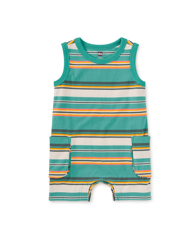 Tea Collection Cargo Pocket Tank Baby Romper Patina