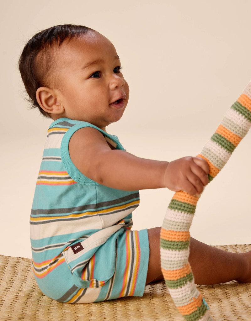 Tea Collection Cargo Pocket Tank Baby Romper Patina