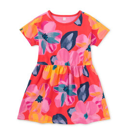 Tea Collection Short Sleeve Twirl Dress Large Tropical Floral