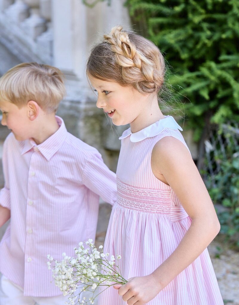 Kidiwi France Flora Smocked Dress Pink Stripes