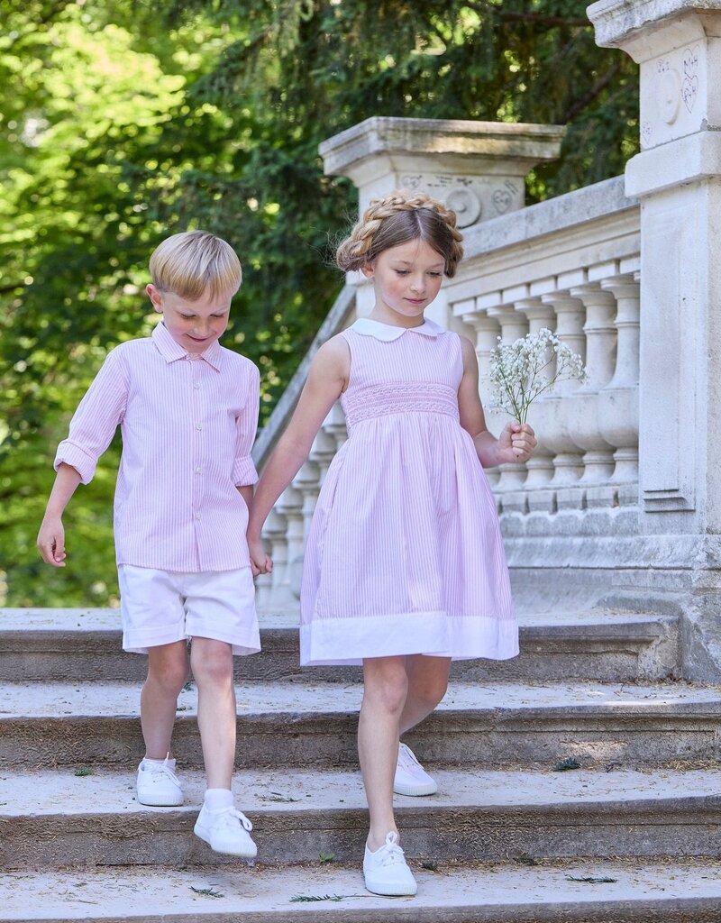 Kidiwi France Flora Smocked Dress Pink Stripes