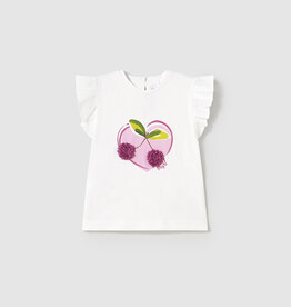 Mayoral Ruffle Sleeve Tee w/Cherry Print