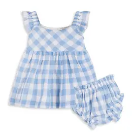 Viverano Audrey Arctic Blue Gingham Dress + Bloomers