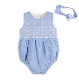Viverano Kaia Chambray Bubble Romper Ocean Blue