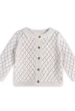 Viverano Dobby Pointelle Sweater Knit Cardigan Grey