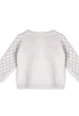 Viverano Dobby Pointelle Sweater Knit Cardigan Grey