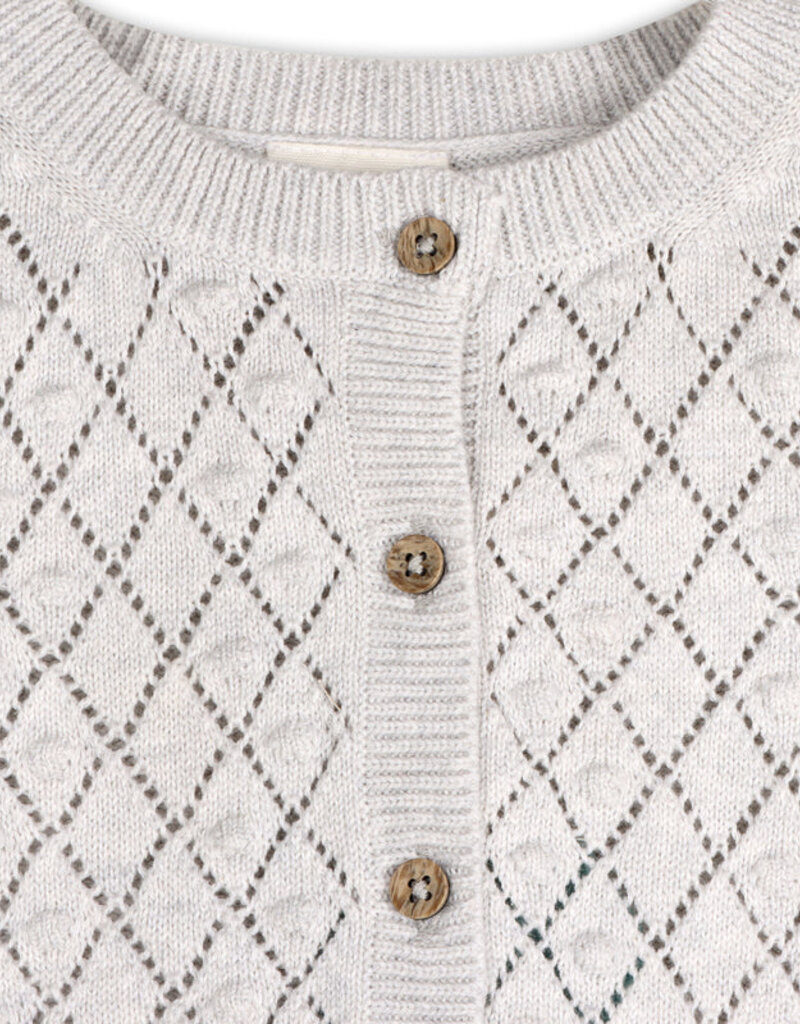 Viverano Dobby Pointelle Sweater Knit Cardigan Grey