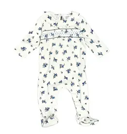 Viverano Floral Smocked Pointellle Knit Footie
