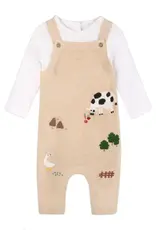 Viverano Farm Embroidered Overall Set Oat