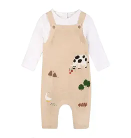 Viverano Farm Embroidered Overall Set Oat