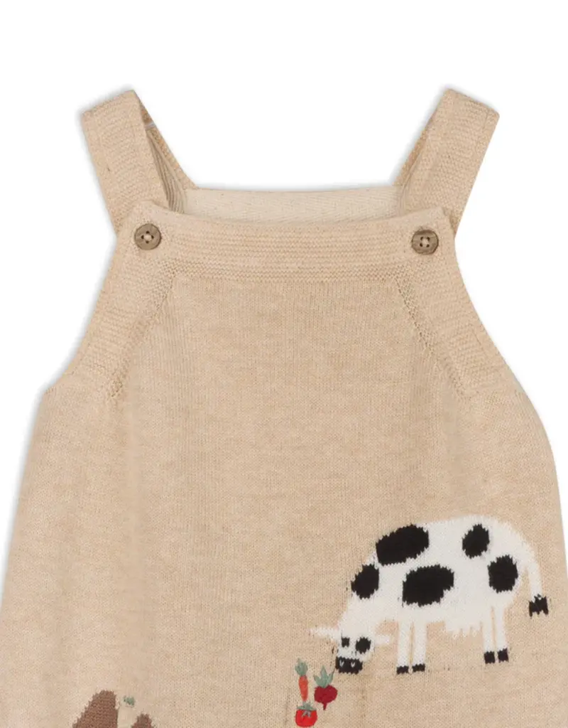 Viverano Farm Embroidered Overall Set Oat