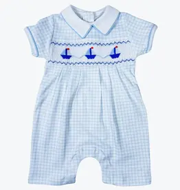 Magnolia Baby Ahoy Baby Classic Smocked Collared Short Playsuit