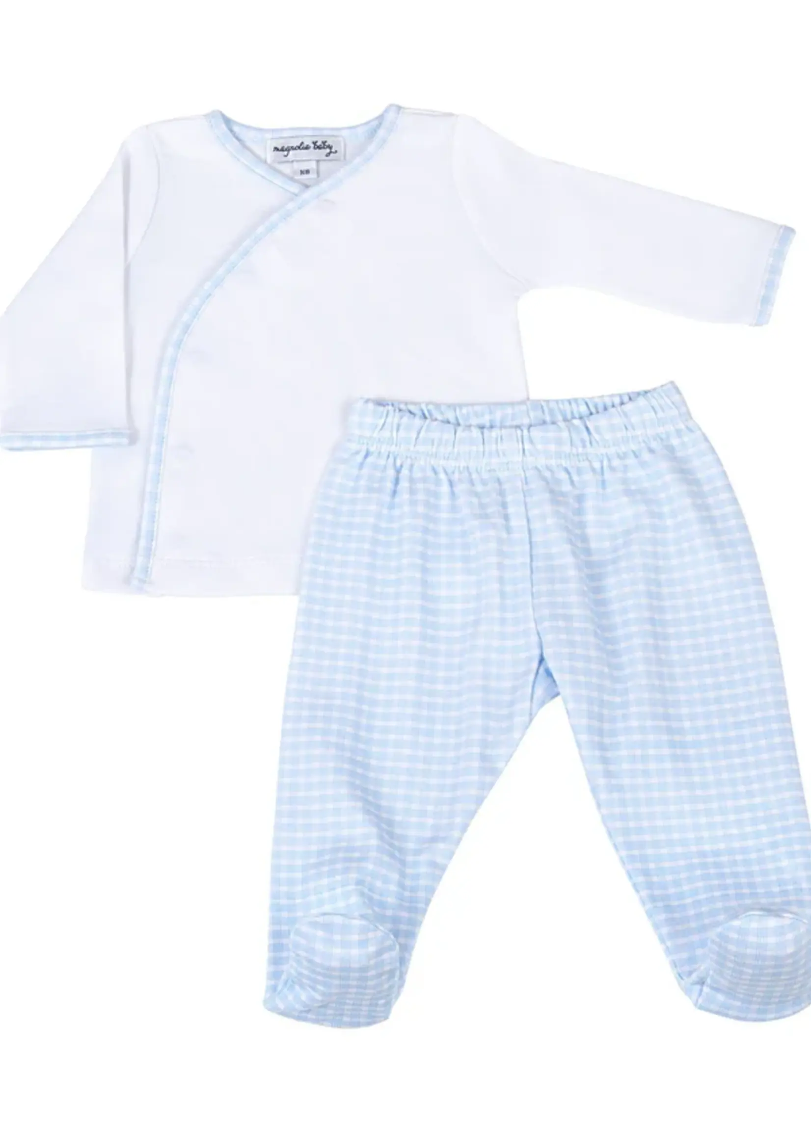 Magnolia Baby New Beginnings Kimono Footed Pant Set Lt Blue