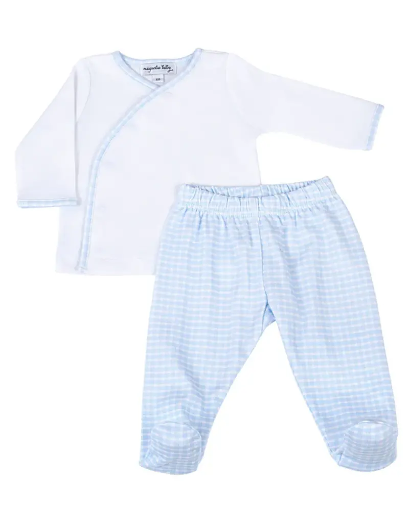 Magnolia Baby New Beginnings Kimono Footed Pant Set Lt Blue