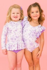RuffleButts Butterfly Sleeve 1Pc Purple Butterfly Garden Toile