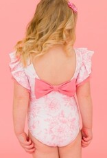 RuffleButts Butterfly Sleeve 1 Pc Bubblegum Pink Butterfly Garden Toile