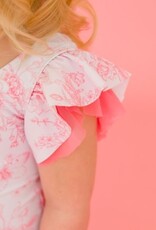 RuffleButts Butterfly Sleeve 1 Pc Bubblegum Pink Butterfly Garden Toile