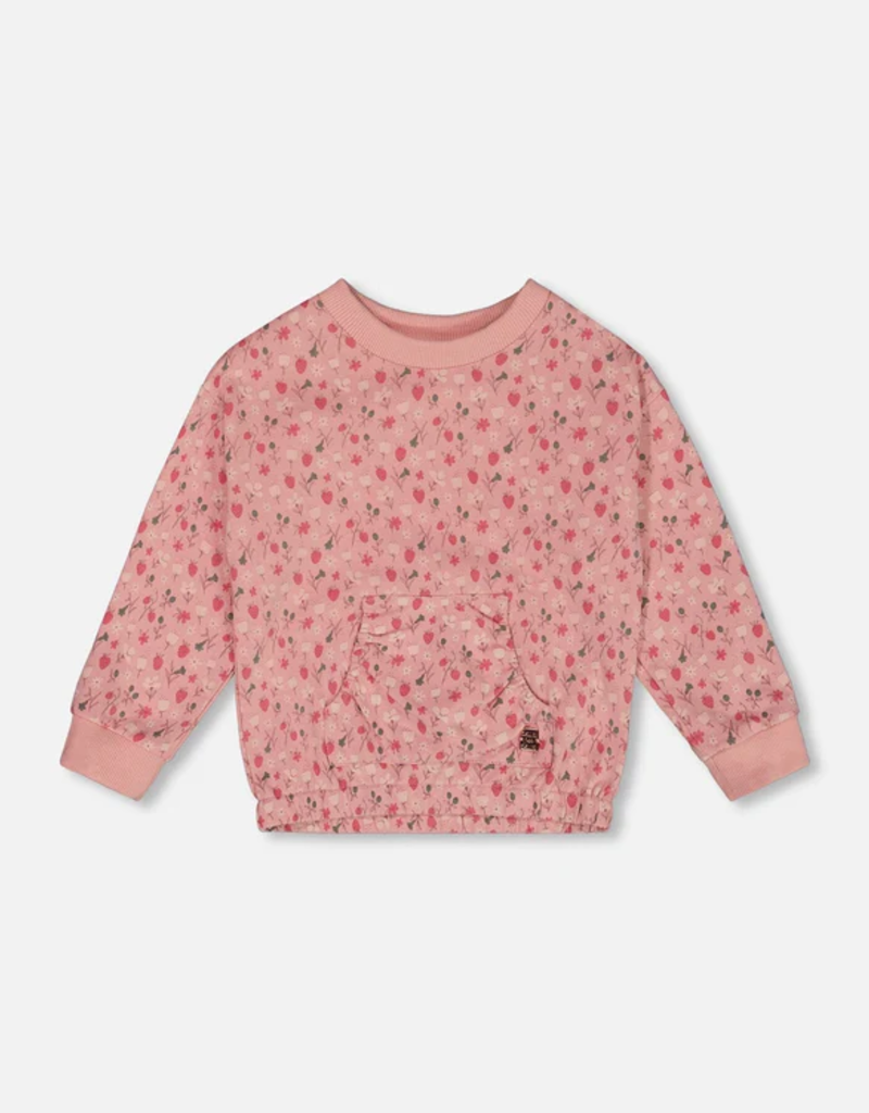 Deux par Deux French Terry Sweatshirt Strawberries Pink