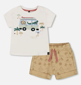 Deux par Deux French Terry Short Set Shark and Waves