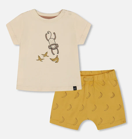 Deux par Deux Baby Jersey Short Set Bananas