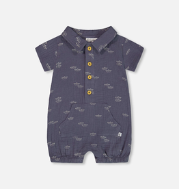 Deux par Deux Baby Muslin Romper White Paper Boats