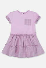 Deux par Deux Dress w/Ruffled Gingham Skirt lavender Frost