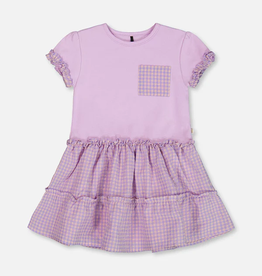 Deux par Deux Dress w/Ruffled Gingham Skirt lavender Frost