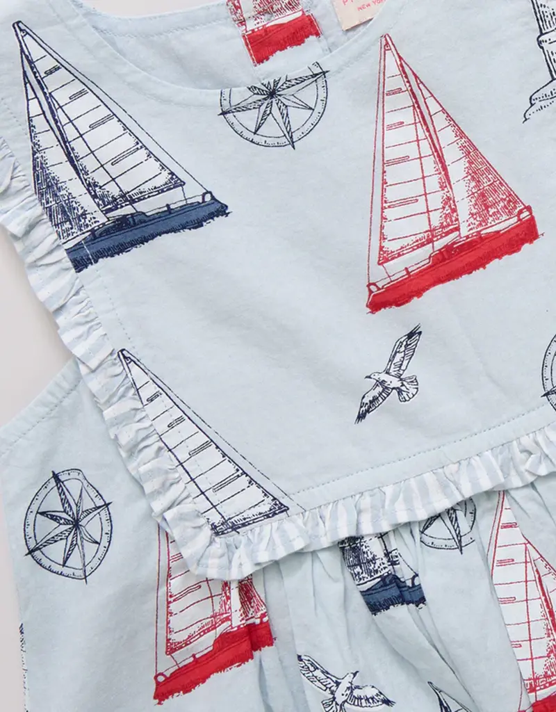Pink Chicken baby girls courtina dress set nautical adventure