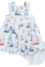 Pink Chicken baby girls courtina dress set nautical adventure