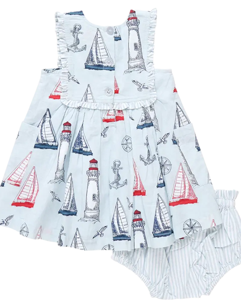 Pink Chicken baby girls courtina dress set nautical adventure