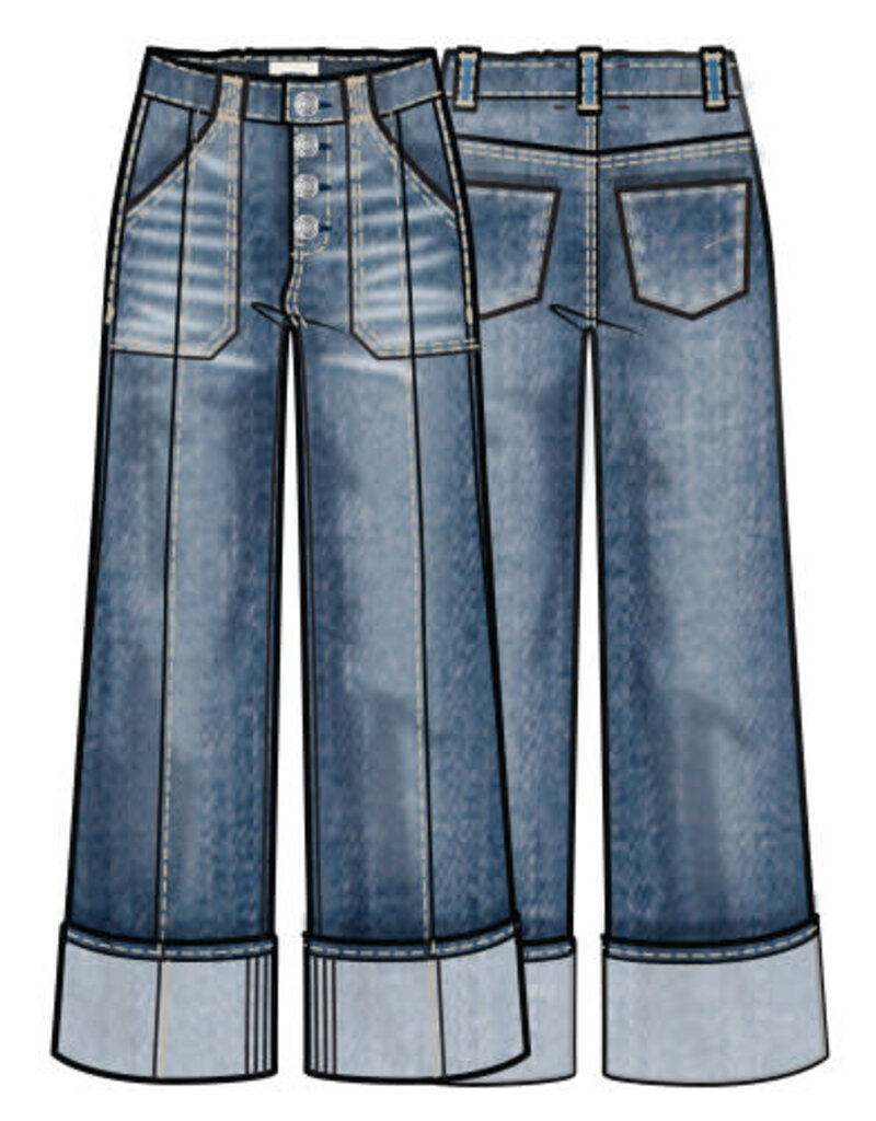Habitual Kids Wide Leg Cuffed Jean Dark Stone