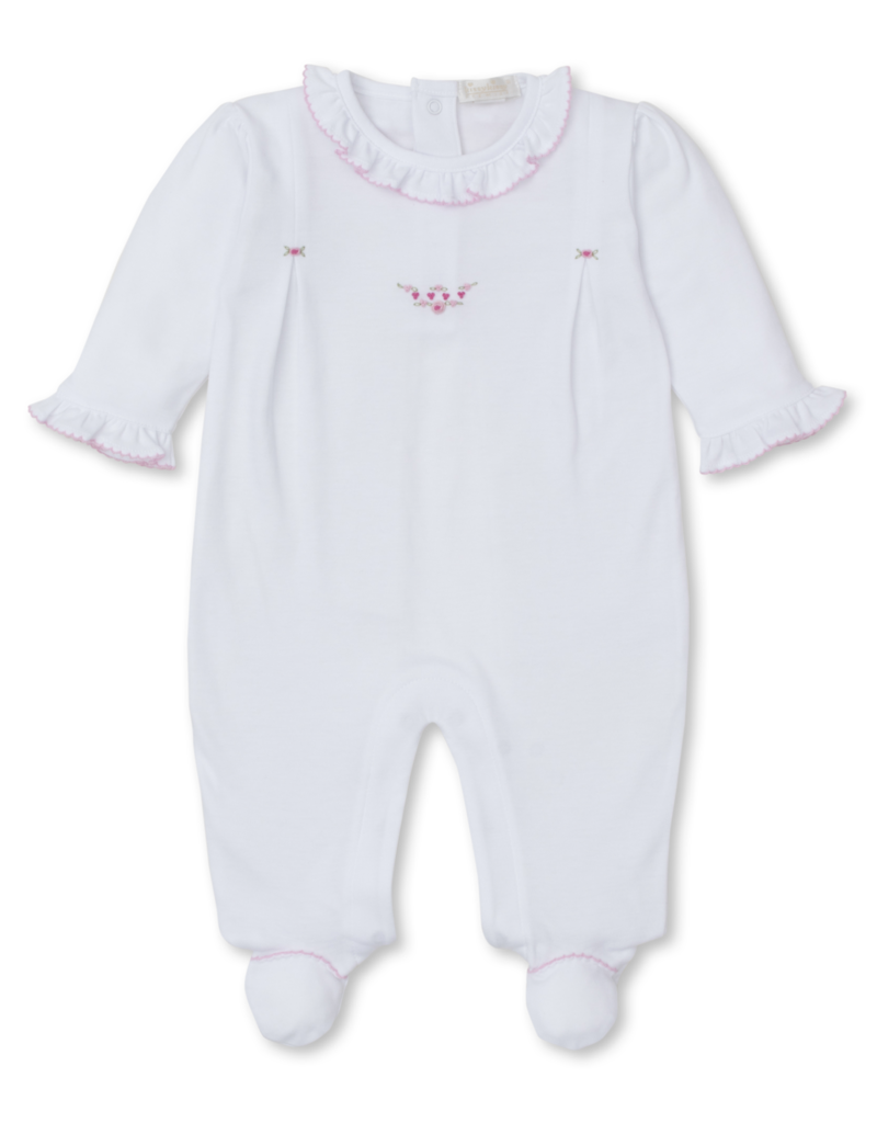 Kissy Kissy Footie w/ Hand Emb White/Pink CLB