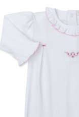 Kissy Kissy Footie w/ Hand Emb White/Pink CLB