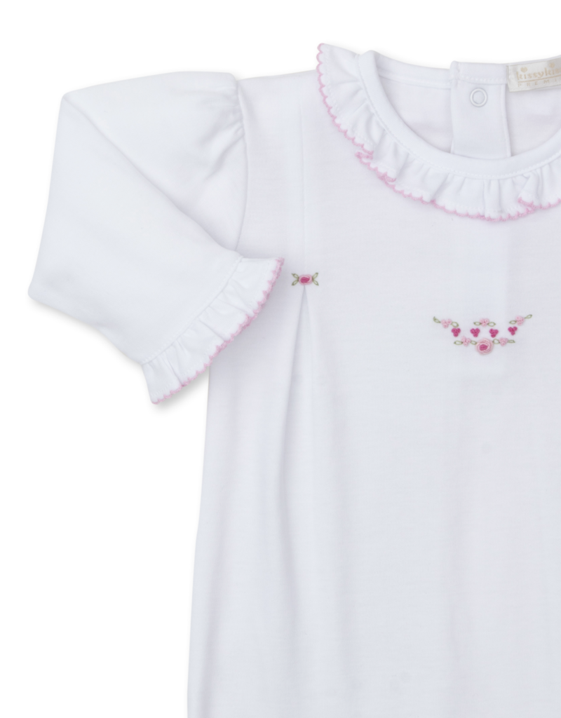 Kissy Kissy Footie w/ Hand Emb White/Pink CLB