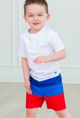 RuffleButts Swim Trunks Liberty Color Block